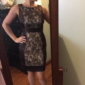 Brown satin and lace dress!